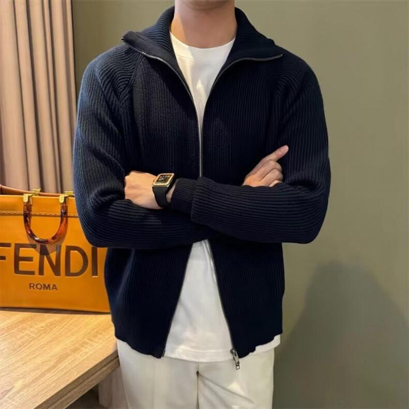 Men's Retro Loose-Fit Zipper Knit Pullover Sweater