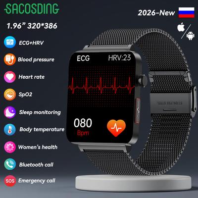 SACOSDING New +PPG Smart Watch BP/Oxygen Sleep Health Analysis BT Call Smartwatch Men Women For Androd iOS