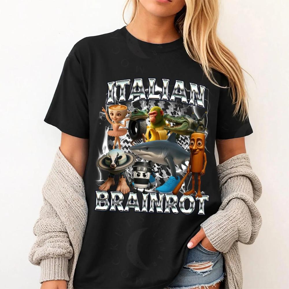 Funny Italian Brainrot Kids Adult Meme Tshirt Brainrot Birthday Christmas Gift Tralalero Tralala Tung Tung Tung Sahur Tee S