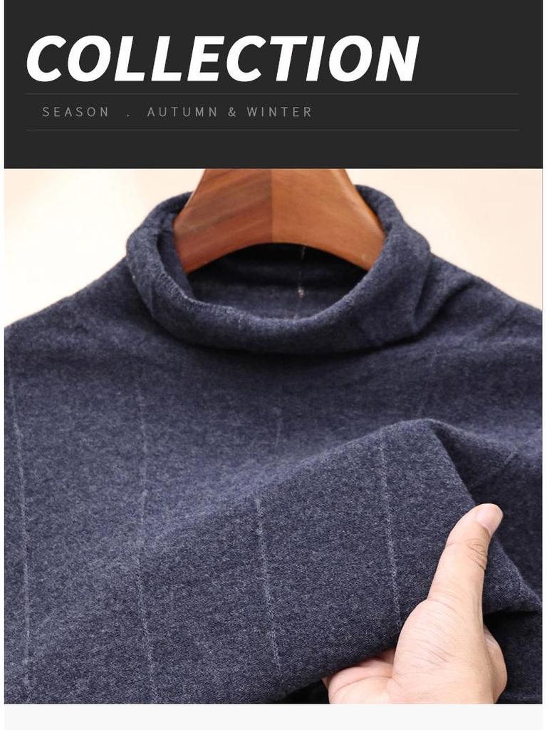 Herren Pullover 100% Reine Wolle Unifarben Jacquard Rollkragen, Hoher Kragen Basisschicht für Herbst/Winter 2025