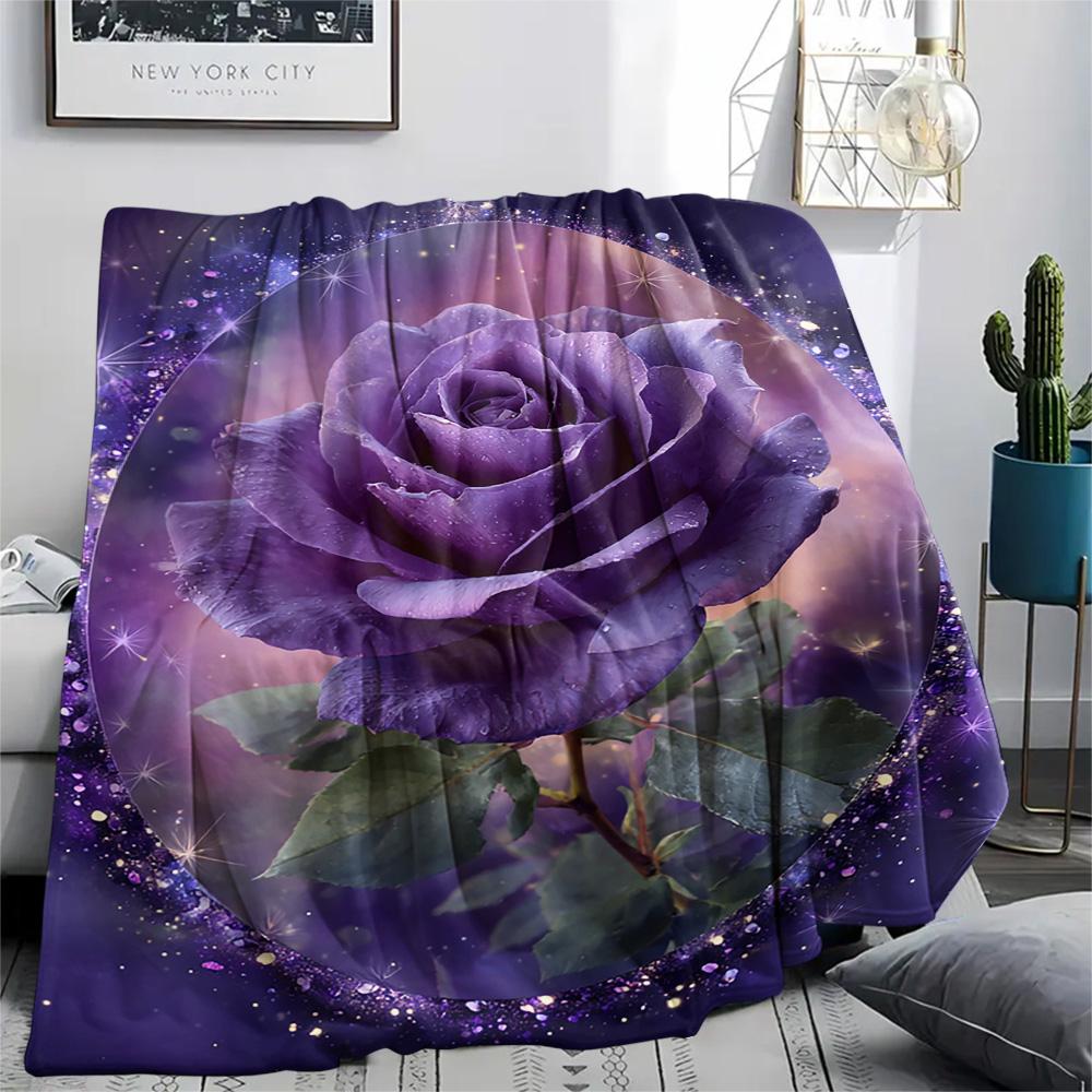 Flower Print Flannel Blanket, High quality Comfortable for All Seasons, Home Decor, Warmth and Comfort, Perfect for Christmas Gifts