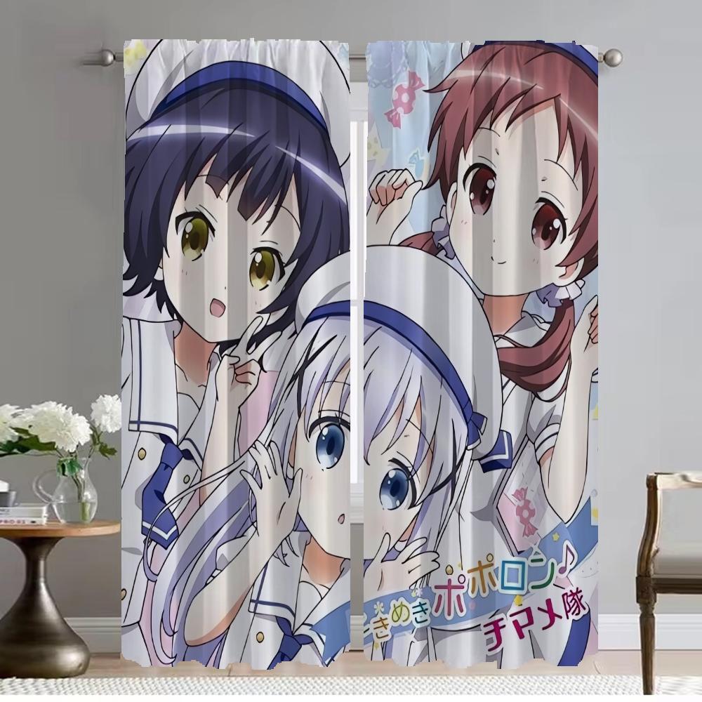 Kafuu Chino Blackout Curtain for Room 2 Panel Anti-mosquito Curtains Home Interior Curtains Shades Tulle for Bedroom Partition
