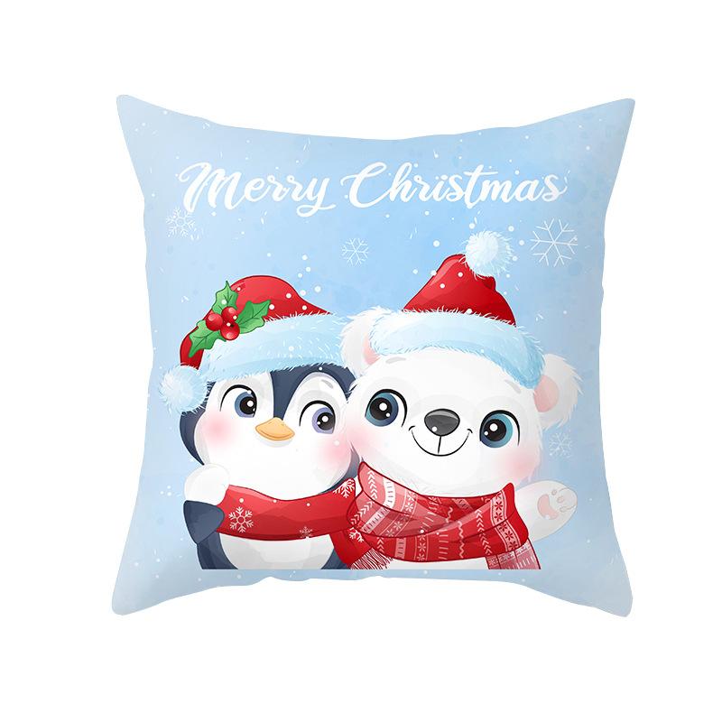 

Cartoon Watercolor Christmas Pillow Cover Printed Cute Christmas Snowman Sofa Cushion Pillow Cover Home 45 * 45Cm (without pillow core)
