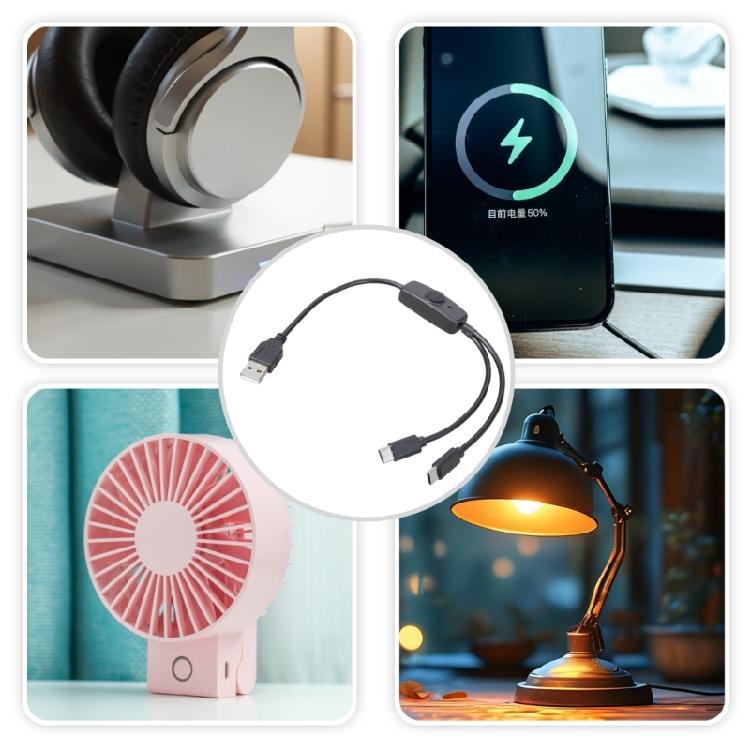 USB Multi Charging Cable 2 In 1 Multiple Phone Charger Cord USB C Multi Cable with Switches for Phones Tablets