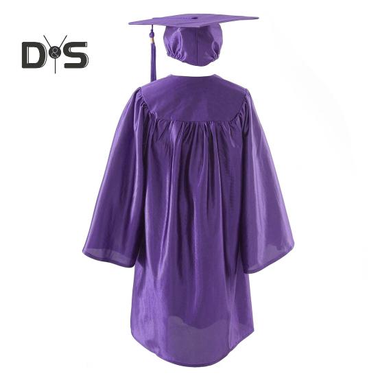 Kinder-Kindergarten-Abschlussuniform mit Quastenhut und Schal, V-Ausschnitt, knielang, lange Ärmel, Reißverschluss, Grundschul-Abschlussrobe für Kinder