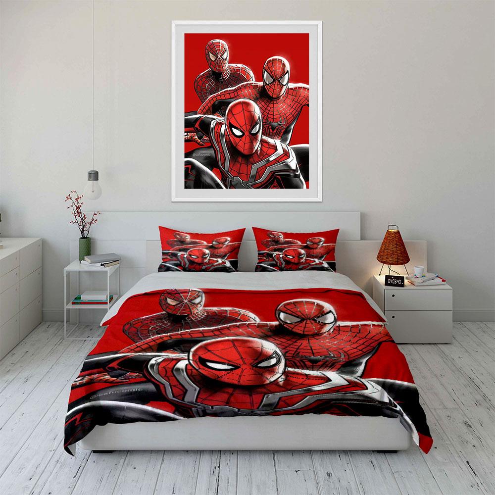 Red Spider-Man-themed Pattern. Bedding Sets Duvet Cover Sets Duvet Covers Pillowcases(1 * Duvet Cover 2 * Pillowcases Without Duvet Insert)