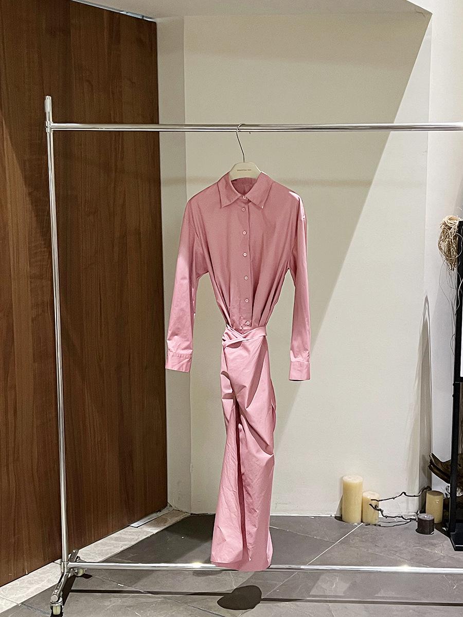 

Spring French Wrap Tie Casual Shirt Dress - LYA890 Small
