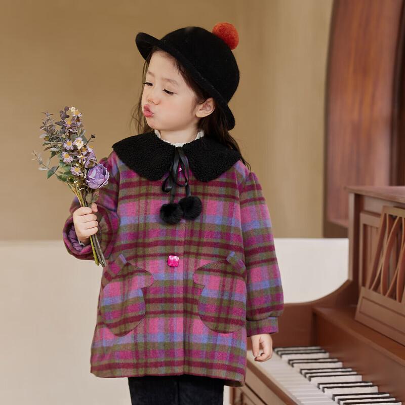 LUSON Baby Girl s Plaid Wool Blend Coat 100