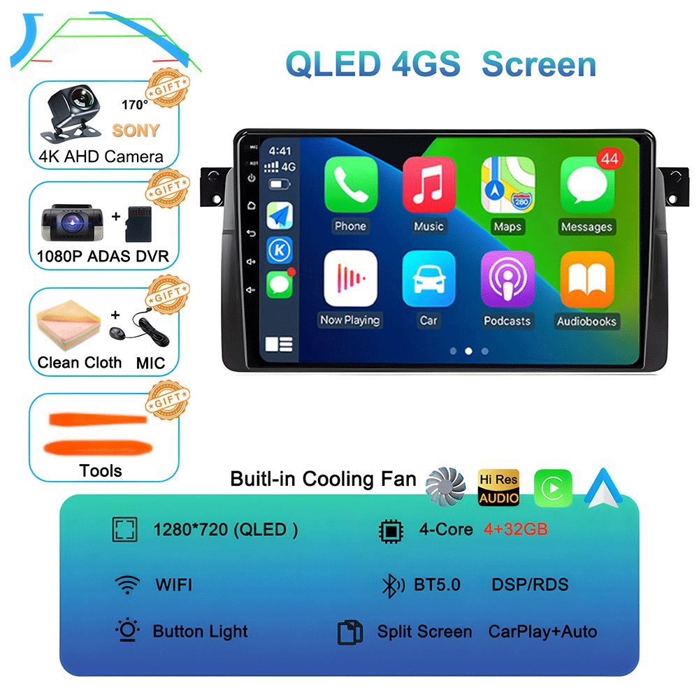 Android 14 Car Radio For BMW E46 M3 1998-2006 Multimedia Video Player 2Din 4G WIFI GPS Navigation Carplay Head Unit 360 Camera