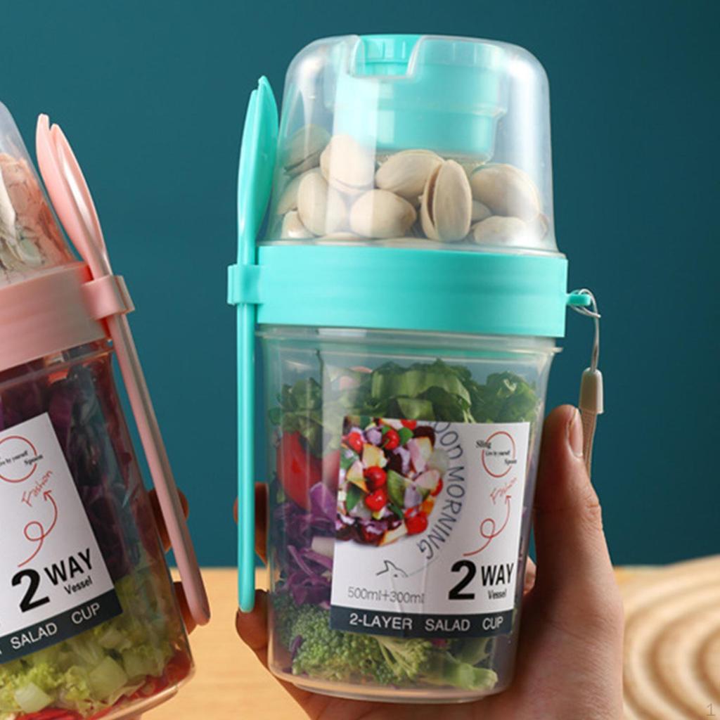 Portable Salad Cup Cereal Double LayersFruit and Vegetable Container Storage