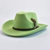Men Women Western Style Felt Fedoras Hats Vintage Gentleman Cowgirl Jazz Hats Wide Brim Church Caps