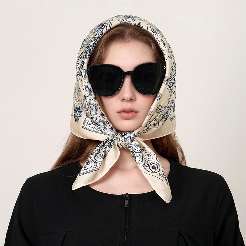 Echarpe Carree Hijab Pour Femme, Imprime Populaire De Luxe, Etoles De Plage Chaudes, Enveloppes Chale, Bandeau Pour Cheveux