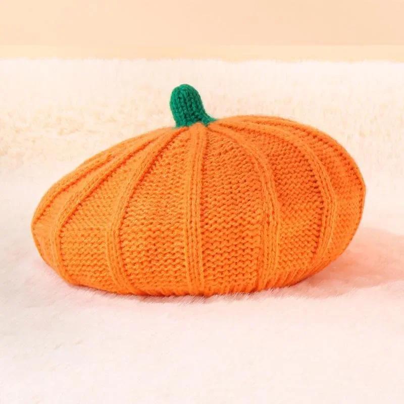 Halloween Large Small Pumpkin Beret Hat New Autumn and Winter Knitted Hat Warm Knit Hat Halloween Party Hats