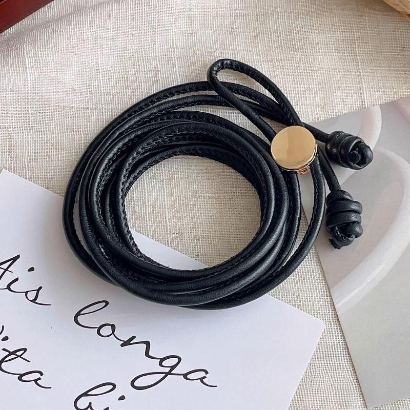 

1pc New Fashionable Versatile Cord Thin Waist Belt For Women, Summer Dress Shirt Decorative Versatile Long Waist Cord 38mm чёрный