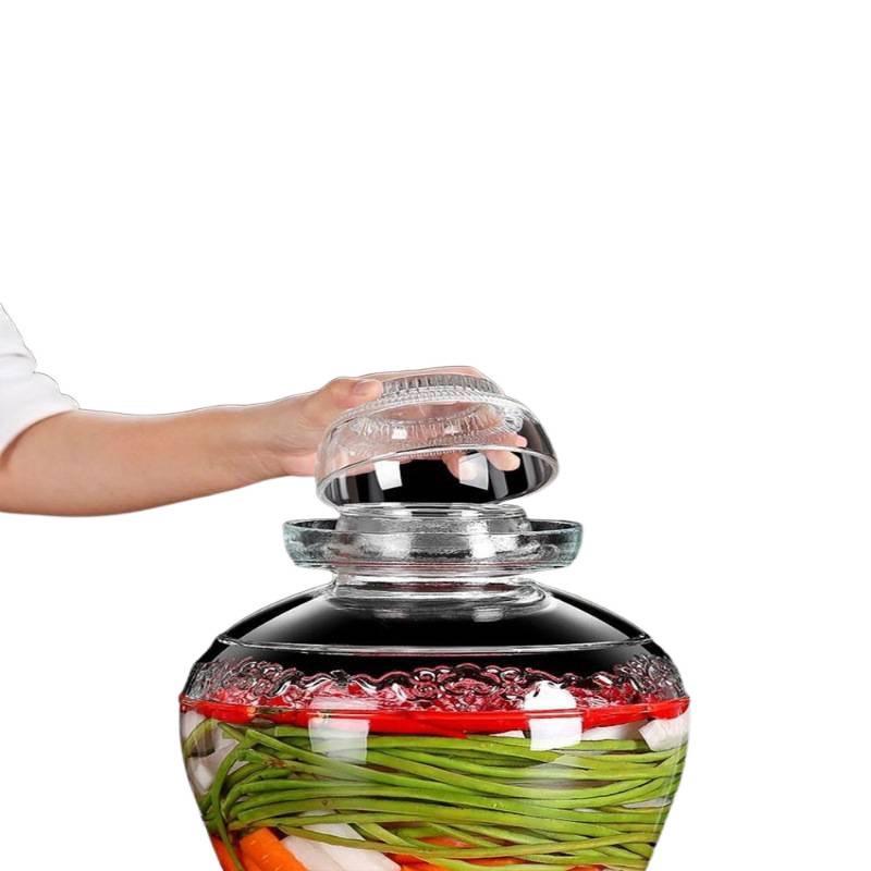 Sichuan Style Thick Glass Pickle Jar for Sauerkraut and Vegetables - Large Mouth, Sealed Container for Home Pickling