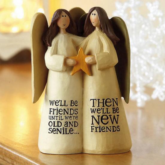 Resin Desktop Figurine Little Angel Girl/Sisterhood/Friendship Statue for Shelf Home Office Desk Car Decor