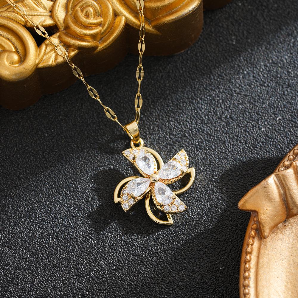Rotating Windmill Necklace: Unique Design, 18K Gold-plated, High-End Feel.