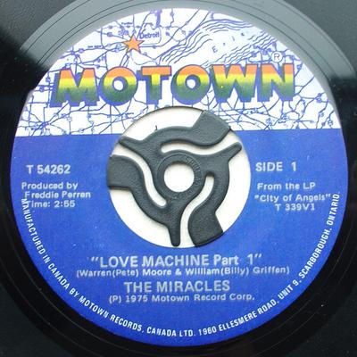 7inch Record MIRACLES - Love Machine T54262 Motown 1975 Canada Soul/Funk Used