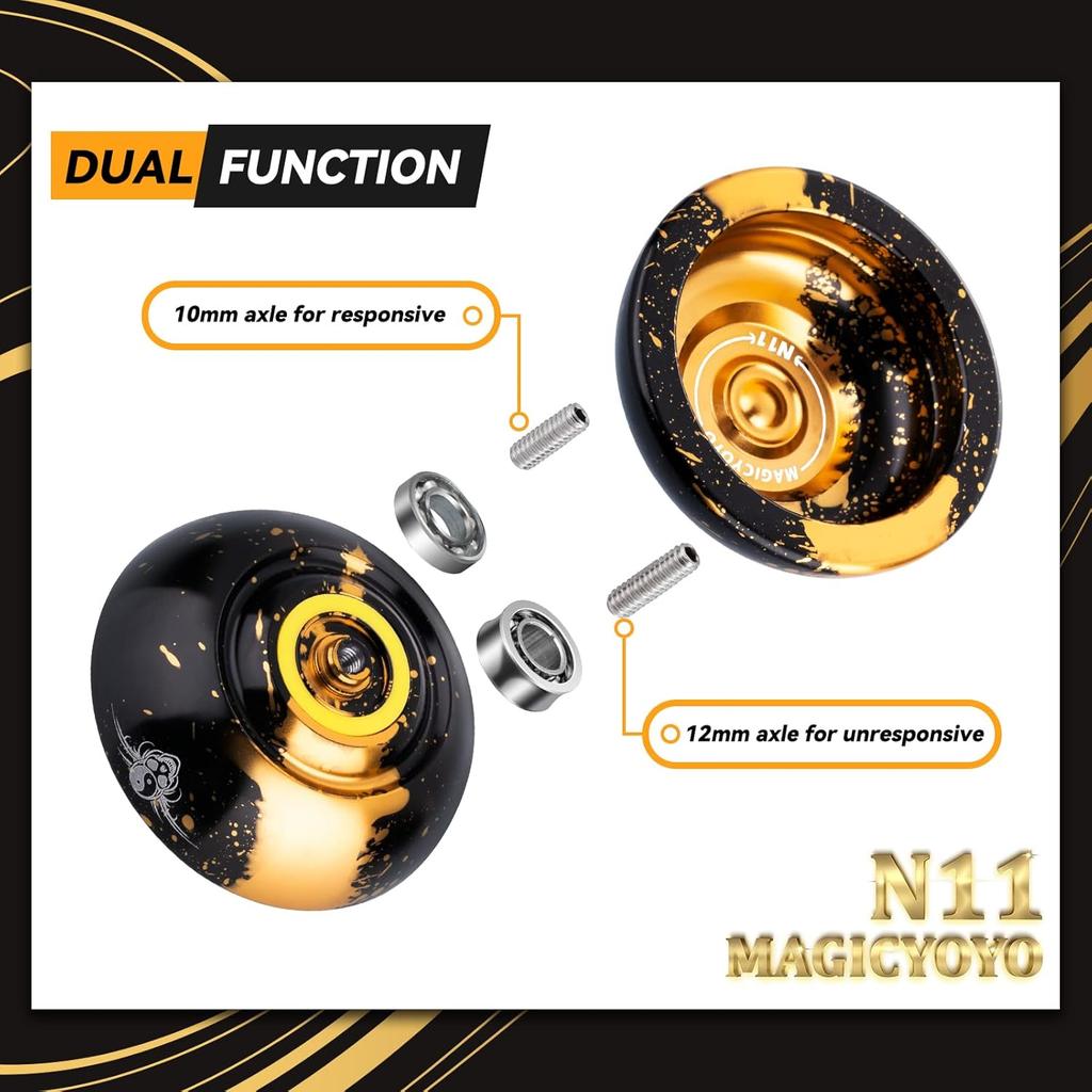 MAGICYOYO Dual Purpose Yoyo N11 - Responsive Yoyo for Kids 8-12 or Above & Unresponsive Yoyo for Advanced with Yoyo Glove + Bag + Unresponsive