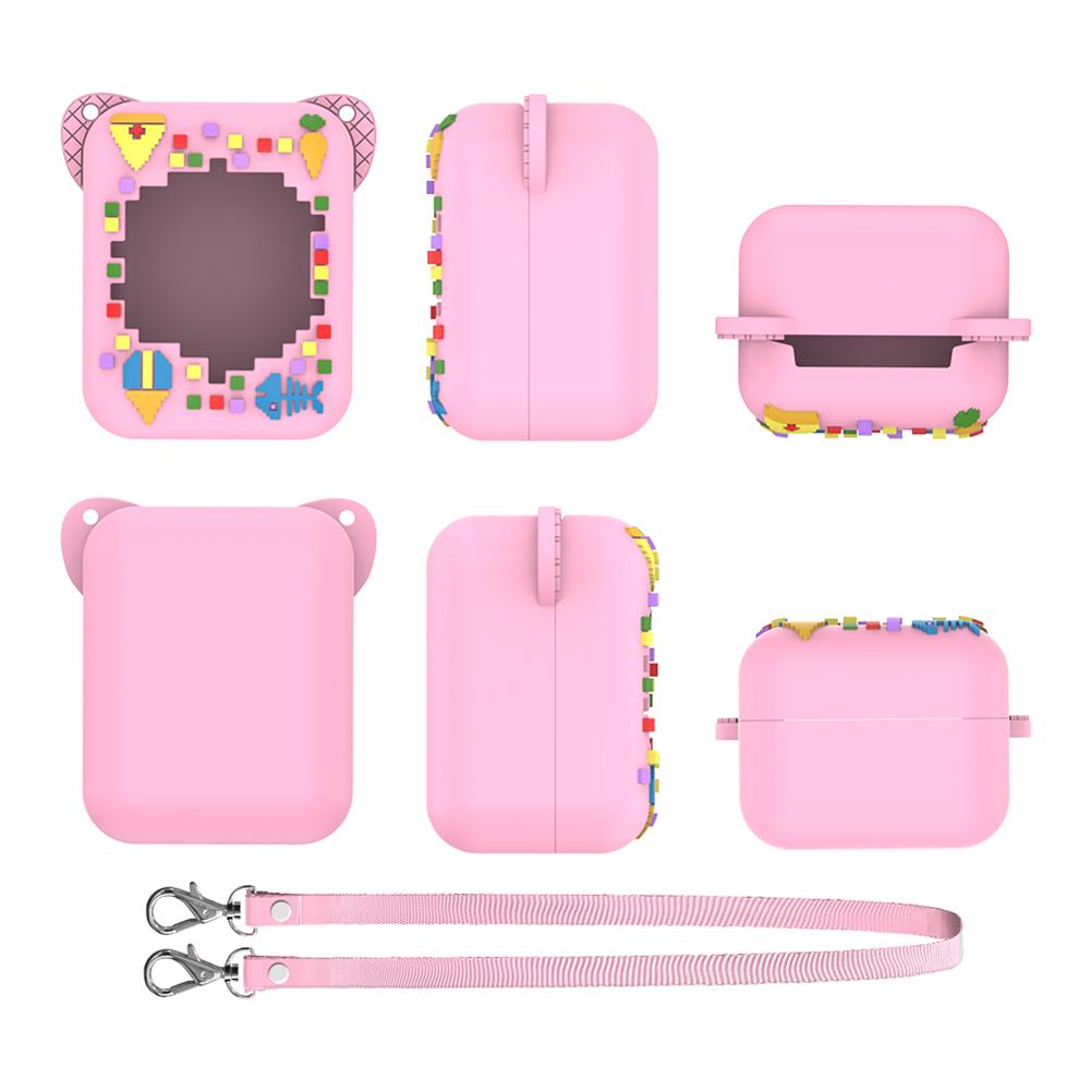 Silikonowe Etui Ochronne ze Smyczą Ochronny Uchwyt do Przechowywania Wstrząsoodporny Nadruk 3D Jedzenia dla Interaktywnego Cyfrowego Zwierzaka Bitzee