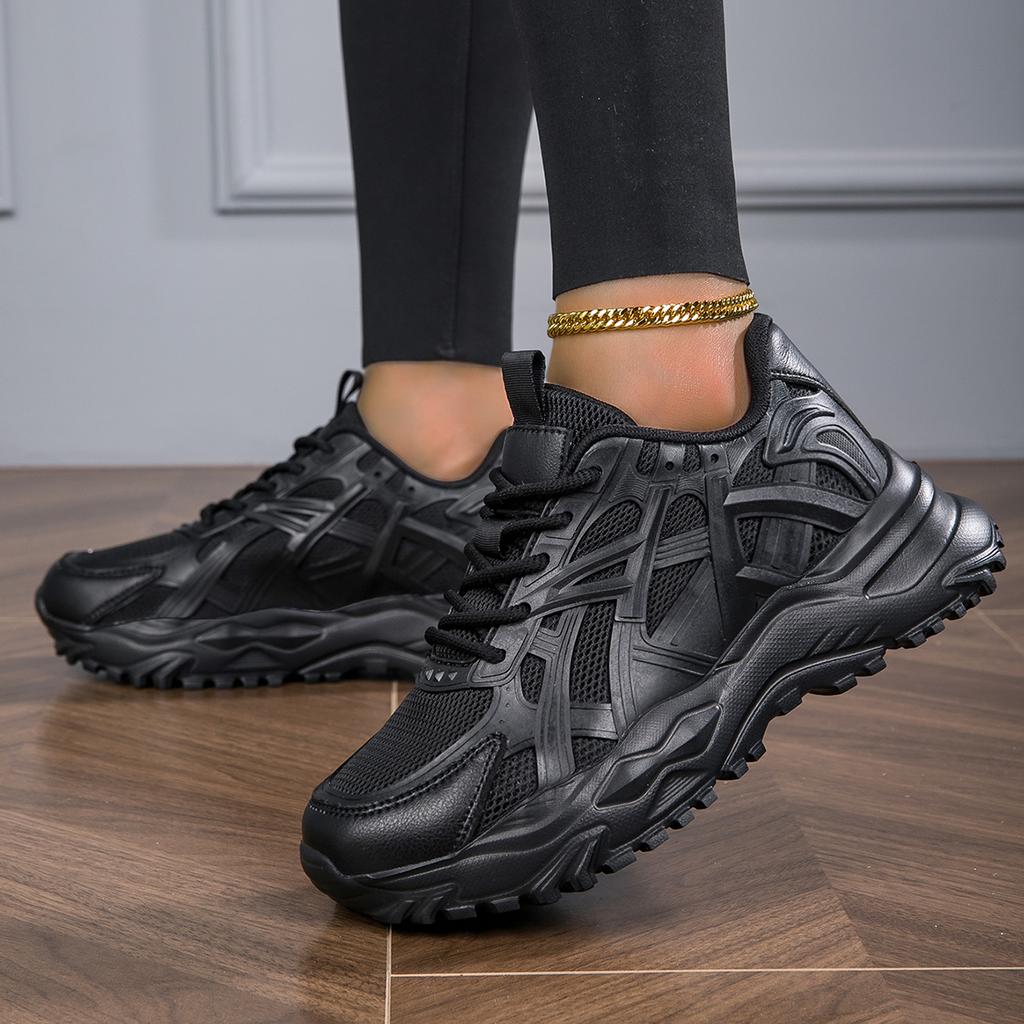 Sneakers Damenschuhe Damen Sportschuhe Dickbesohlte Daddy Atmungsaktiv Schwarz Casual Sports Vielseitige Damenschuhe