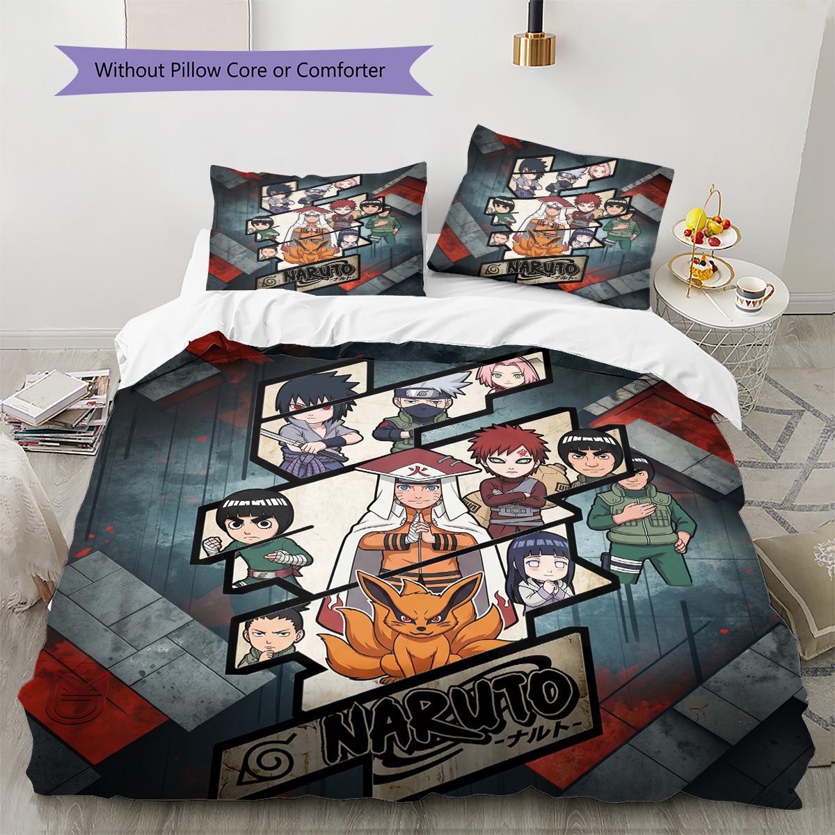 

Naruto Pattern Bedding Pillowcase & Duvet Cover Set Home Decoration Birthday Gift Printed (1 * duvet cover + 2 * pillowcase, without core) 135x200cm