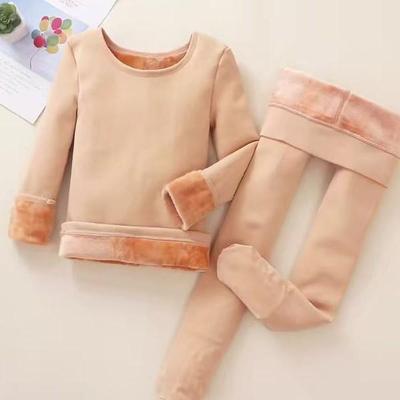 Girls' Skin-Tone Velvet-Lined Warm Base Layer Top – Dance & Performance, Tight Fit, Invisible Wear