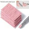 Pink Sanding Slice Russian Steel Push Set 180# Grit Sheet Beveled Steel Pusher Replace Self-Adhesive Sand Flak Manicure Tool