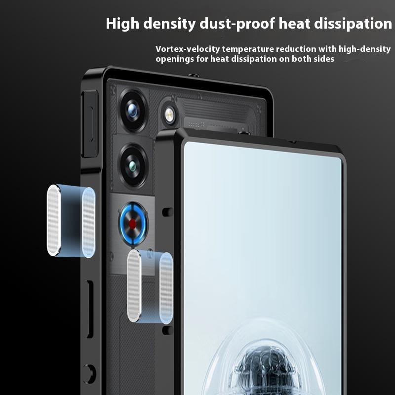 For ZTE nubia Red Magic 10 Pro 5G Case Metal Frame Matte PC Back Phone Cover with Snap Button