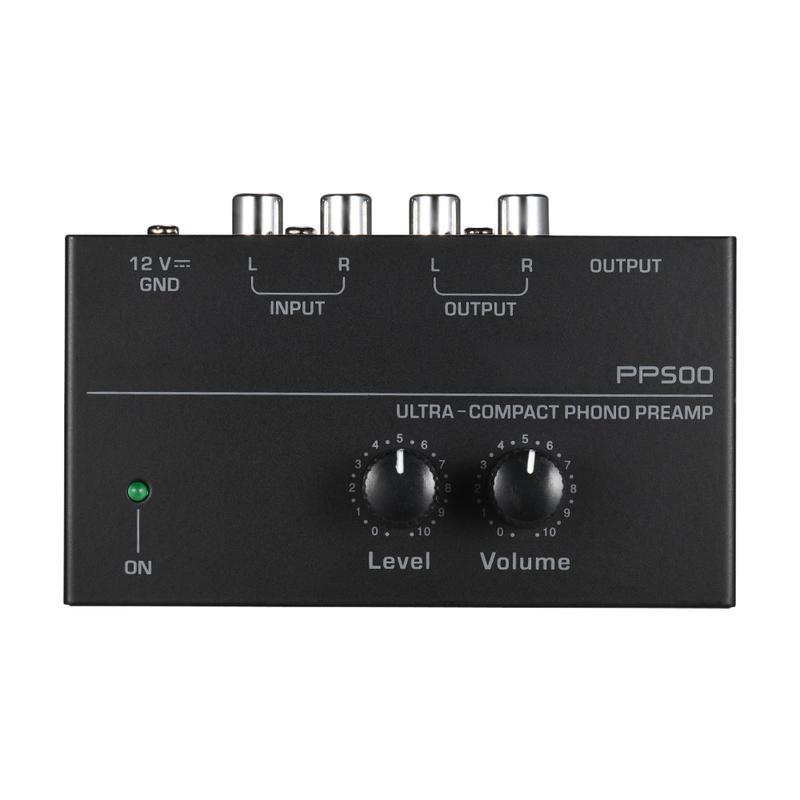 PP500 Ultra-Compact Phono Preamp with Treble Balance Volume Adjustment -Amp Turntable Preamplificador with EU US Plug