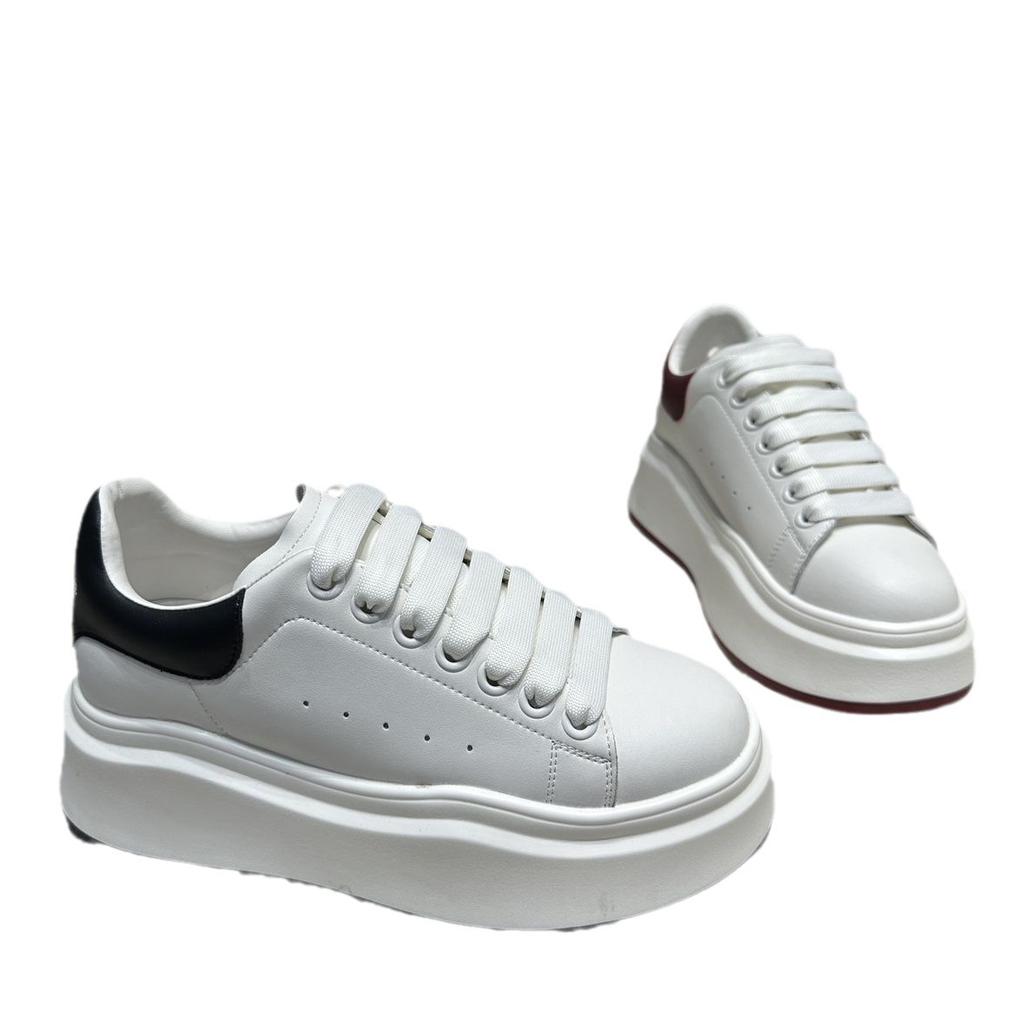 2024 spring new small thick-soled heightening board shoes muffin sole versatile McQueen shoes fashionable casual little white shoes