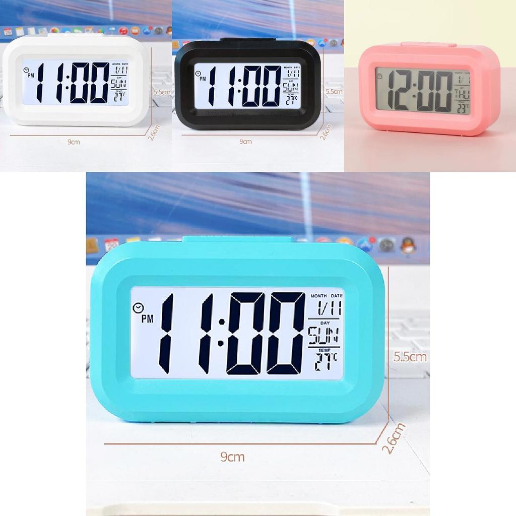 Pink Cartoon Student Timer Alarm Clock With Lcd Display Calendar Night Light For Kids