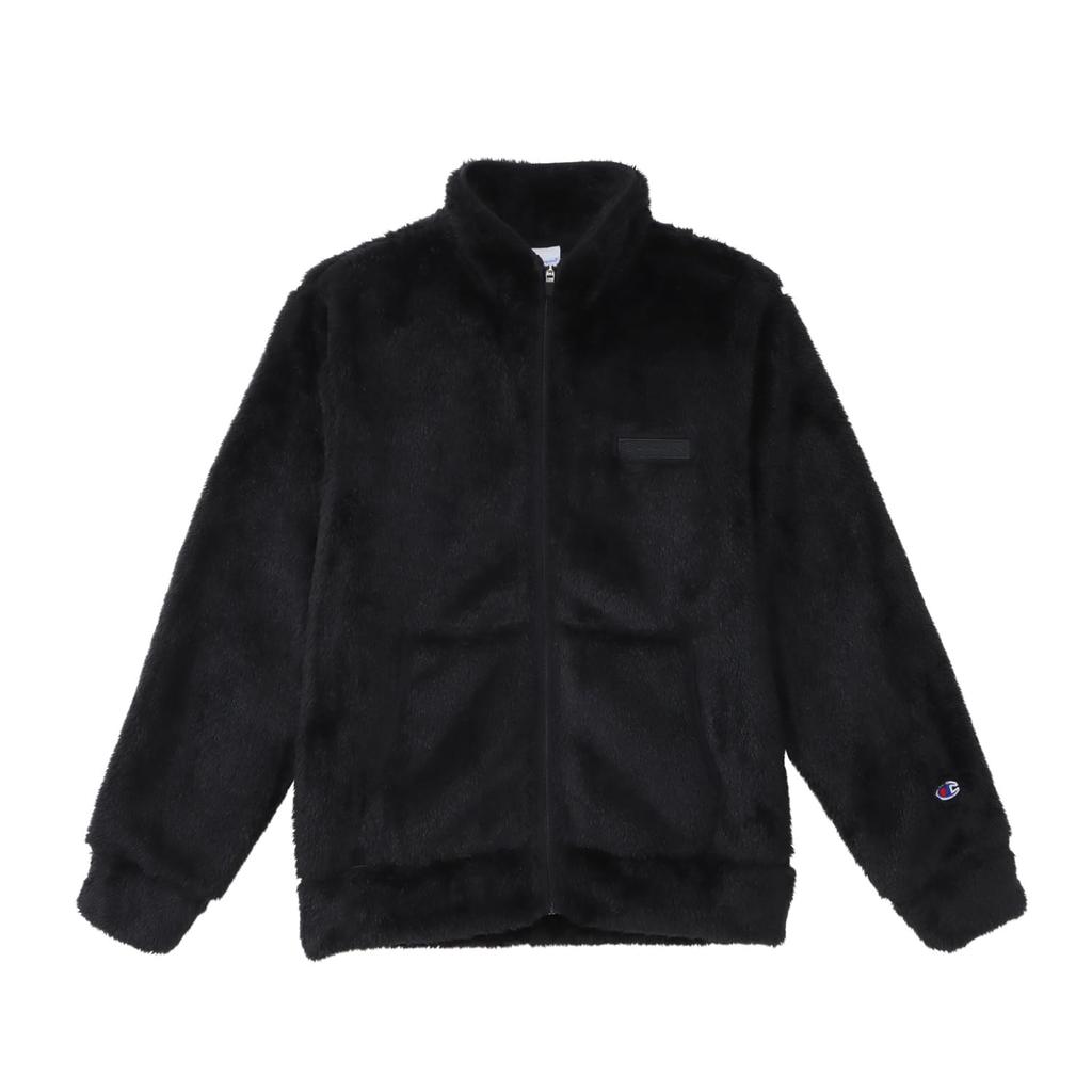 Champion Boa Fleece Zip Hooded Jacket with Script Logo Size L Men's High-Neck Embroidery, Black, (C3-L616/C3-L616Z)
