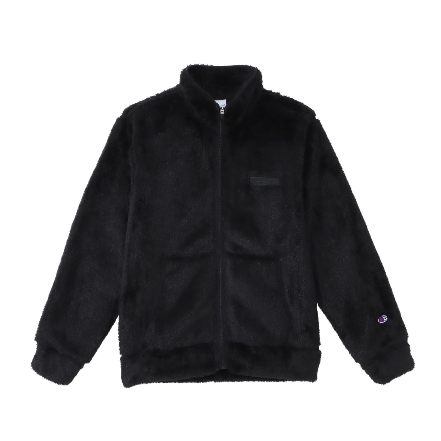 Champion Boa Fleece Zip Hooded Jacket with Script Logo Size L Men s High-Neck Embroidery, Black, (C3-L616/C3-L616Z) чёрный