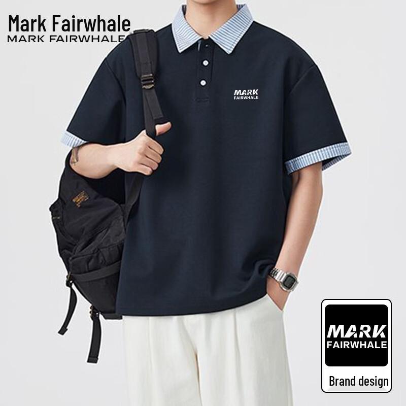 Mark Fairwhale Men's Color-block Lapel Polo Shirt