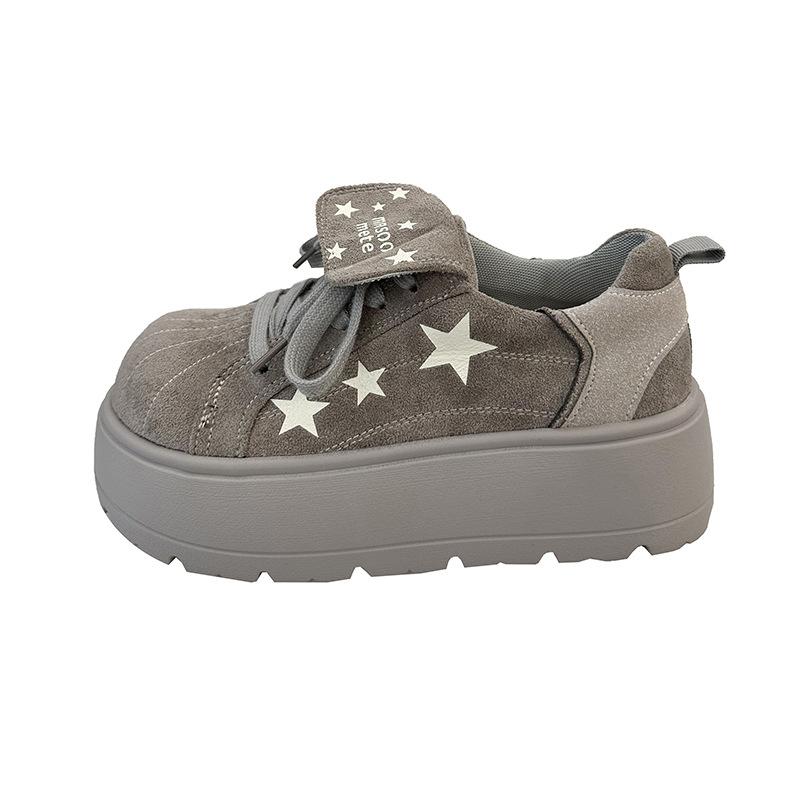 

Ретро моральные тренировочные туфли на толстой подошве с увеличением роста для женской коллекции 2025 года, новые осенние универсальные туфли на мягкой подошве для спорта и отдыха 40 серый