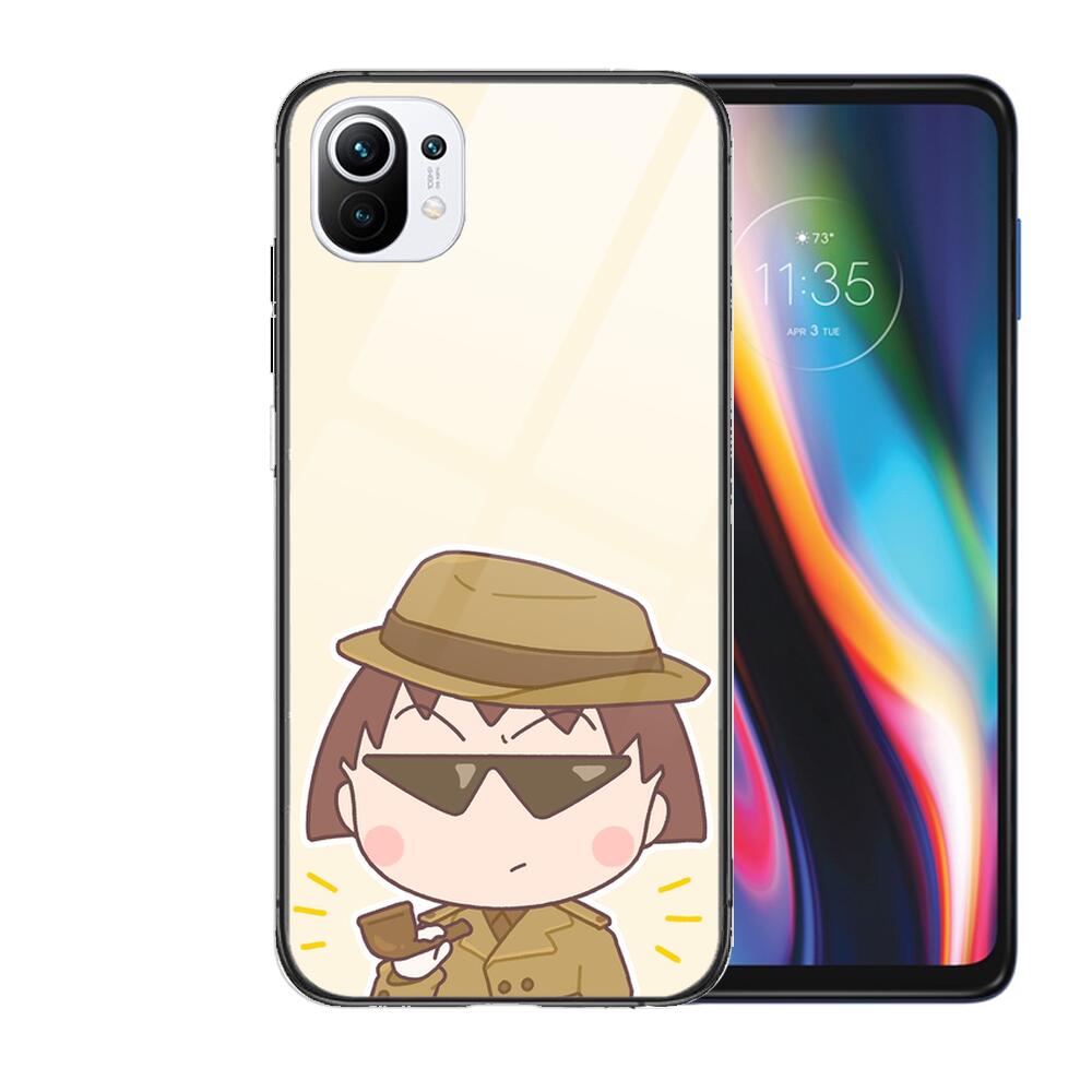 TOPLBPCS Chibi Maruko Tempered Glass Phone shell Case For xiaomi redmi 11 Lite pro Ultra 10T 10 9 8 cc se Cover Silicone Cases