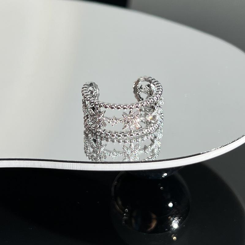Collection retro Italian court style brushed hollow lace open ring women's fashion niche versatile ring
