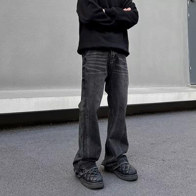 High Street Jeanshose für Männer, Retro Distressed, Lockere Hose mit geradem Bein, Sporthose mit weitem Bein, trendy