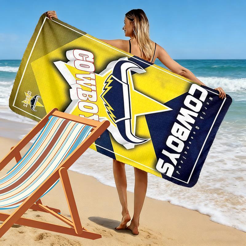 North Queensland Cowboys Print Beach Towel, Large Soft Quick Dry Towel for Beach Camping Swimming