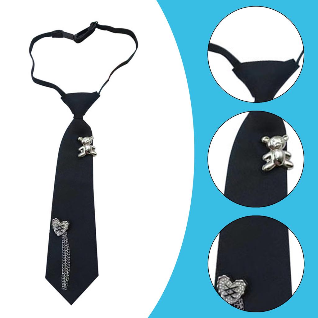 Fashion Shirt Tie for Formal Event Unisex Heart Bear Brooch Tie Uniform Tie for Evening Party Role Play Tie Neckwear