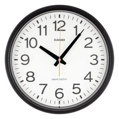 Orologio da parete radiocontrollato Orologio analogico nero Standard Lancetta dei secondi Si ferma di notte IQ-482J-1JF