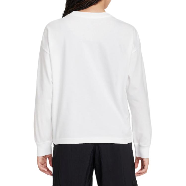 Nike Comfortable Soft Cotton Loose Long Sleeve T-Shirt Kids Tops White FZ5535-100