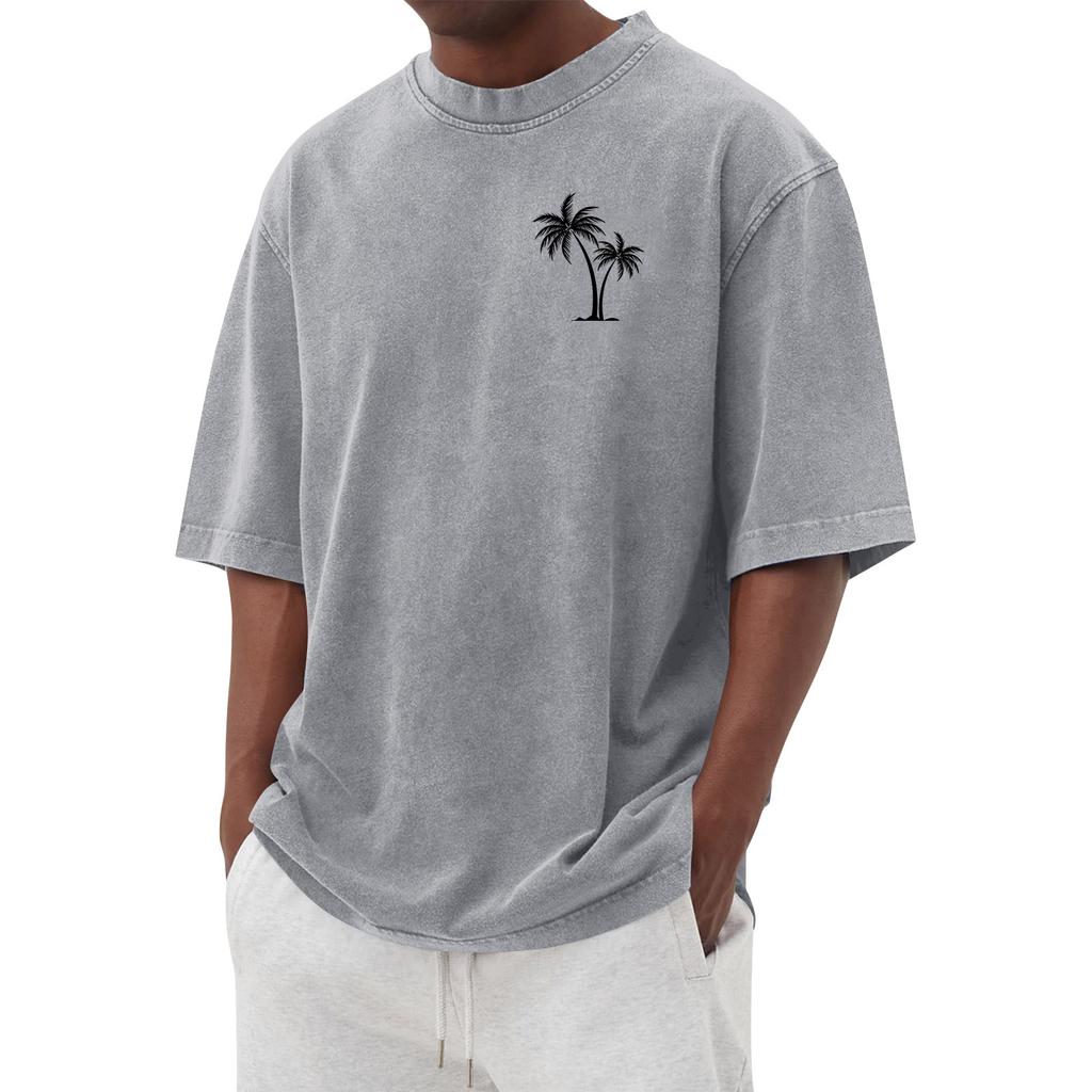 Men's Printed Round Neck T-Shirt Casual Sports Short-Sleeve Top