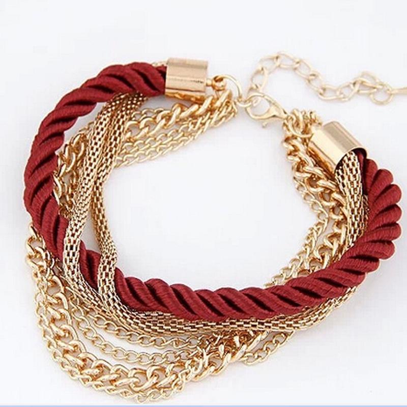Women Fashion Sweet Tassel Bangle Multilayer Alloy Rope Girls Hand Chain
