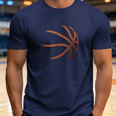 New Unisexs Summer Comfortable Breathable Cotton Casual Fashionable Casual Round Neck Short Sleeved Creative Basketball Print