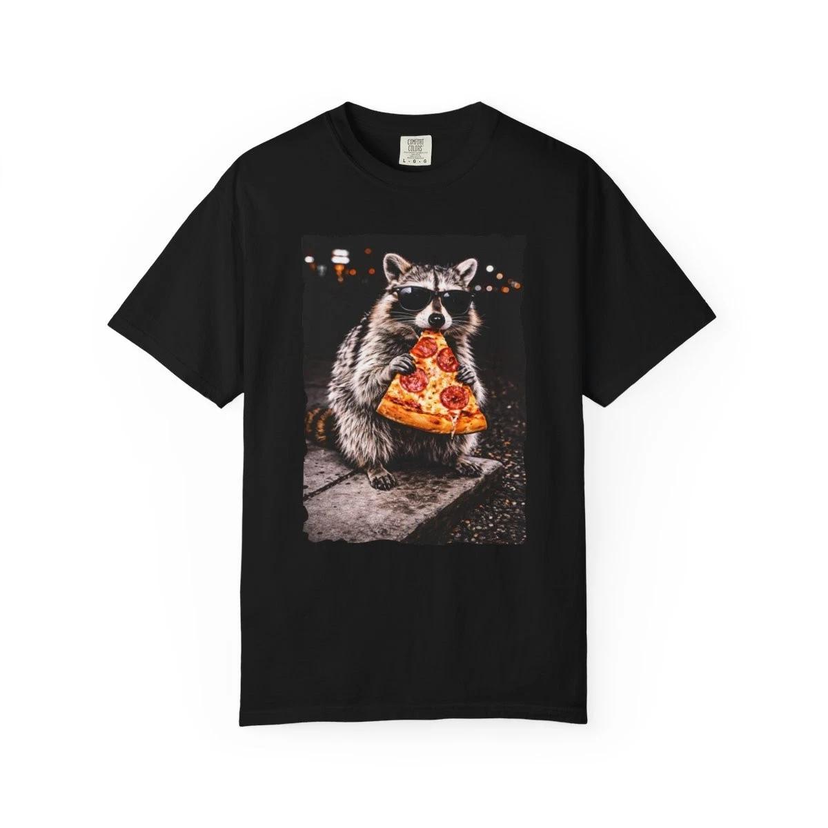 Raccoon Eating Pizza Sarcastic Satire Animal Meme Funny Gift Unisex T-Shirt M