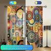 Circular Art Pattern Printed Curtains Window Decorations Home Room Curtain Set Of 2 Made Polyester Washable
