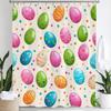 Easter Bunny Shower Curtain, Rustic, Cute, Eggs, Flowers Bathroom Decorative Curtain, Printed Fabric Shower Curtain With Hooks