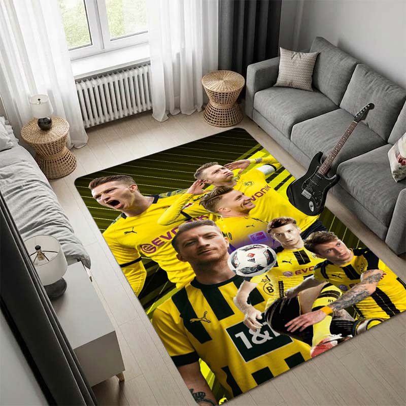Borussia Dortmund BVB Schwarz Gelb Slogan Area Rug Non Slip Floor Carpet Living Room Game Room Football Fan Home Decor